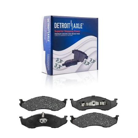 Detroit Axle - Front Brake Pads w/ Hardware for Jeep Grand Cherokee Comanche TJ Wrangler Wagoneer