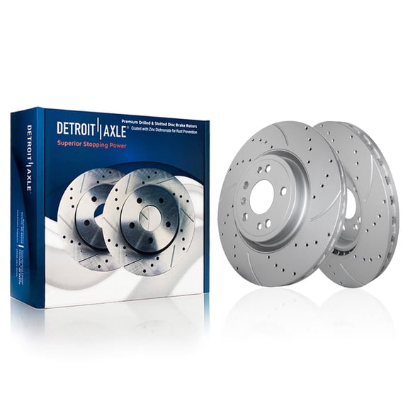Detroit Axle - Front Brake Kit for Mercedes-Benz ML250 ML350 ML400 GLE350 GLE300d GLE350d [with AMG Package], Drilled and Slotted Disc Brake Rotors Replacement: 13.78" Inch 350mm Rotor