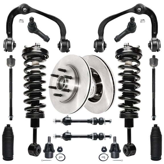 Detroit Axle - Front End Suspension Kit Brake Rotors for 05-08 Ford F-150 06-08 Lincoln Mark LT, Disc Brake Rotors Upper Control Arms Struts Lower Ball Joints Tie Rods Boots Sway Bars 2007 Replacemen