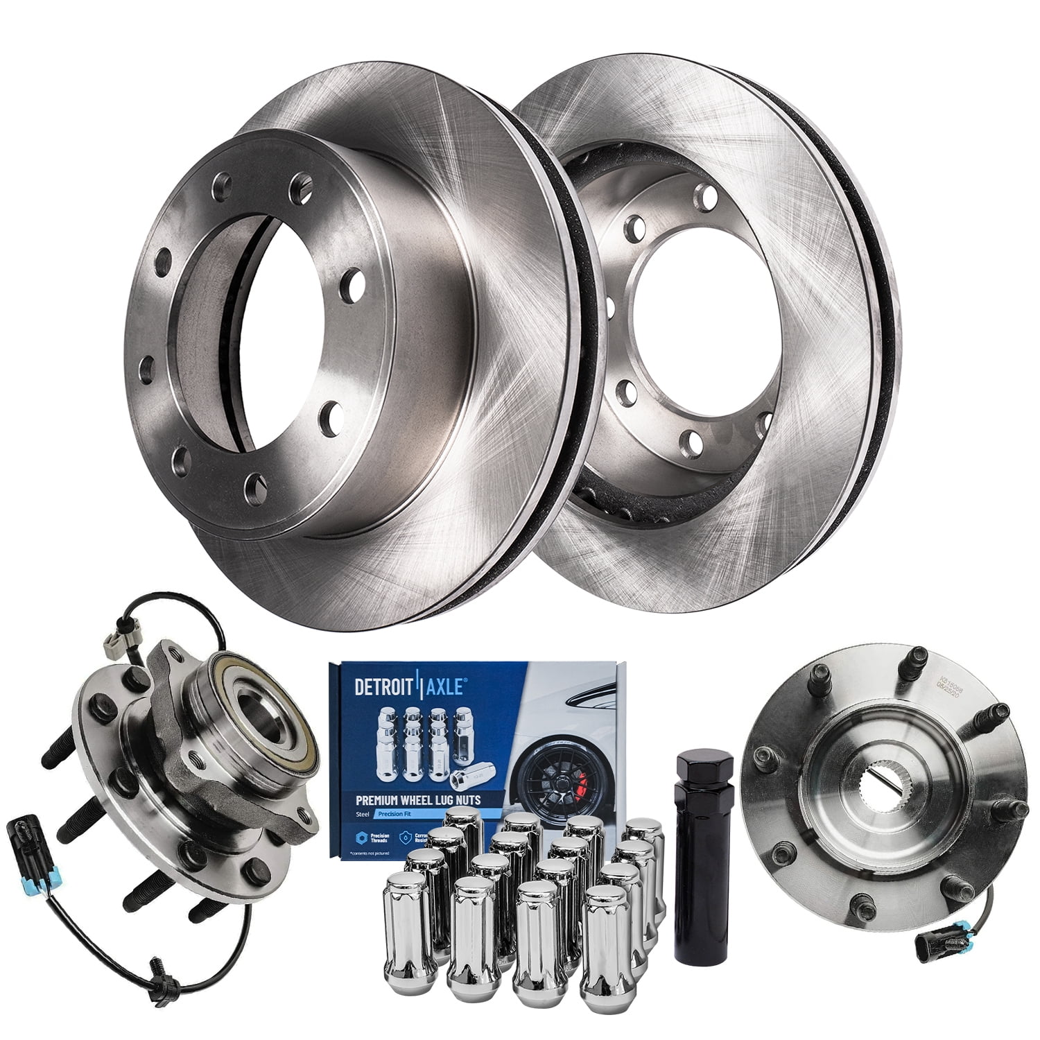 Brake Rotor Wheel Detroit Axle - Front Brake Rotors Wheel Bearing Hubs Kit for Chevy GMC ...