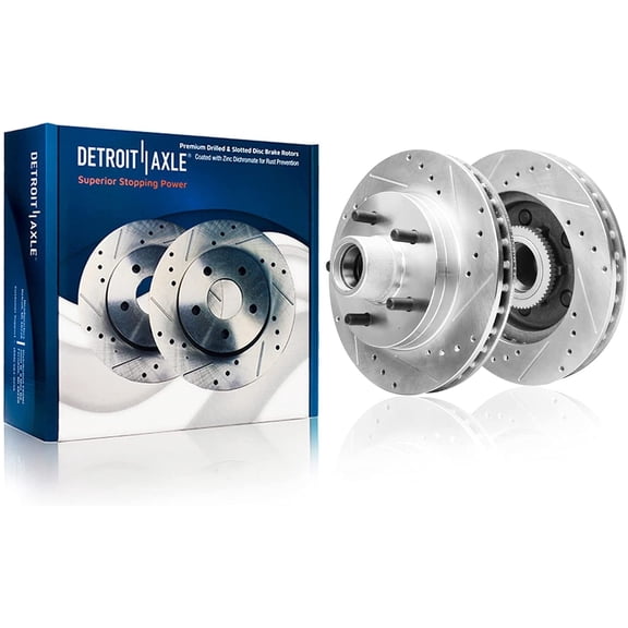 Detroit Axle - Front Brake Rotors for Chevrolet GMC C1500 Suburban Savana Express 1500 Tahoe Yukon Drilled & Slotted Disc Brakes Rotors Replacement