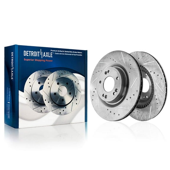Detroit Axle - Front Brake Rotors for 2009-2011 Hyundai Genesis, Drilled and Slotted Disc Brake Rotors Replacement : 12.60" inch Rotor