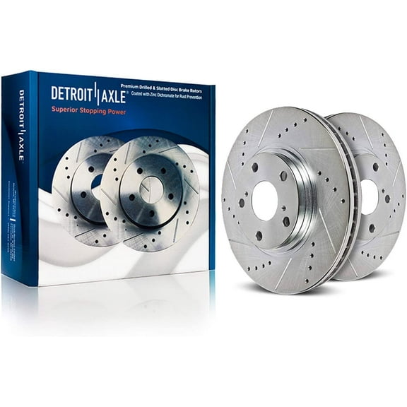 Detroit Axle - Front Brake Rotors for Toyota Corolla Scion Matrix Scion XD Pontiac Vibe Drilled & Slotted Brake Rotors Replacement Brakes and Rotors