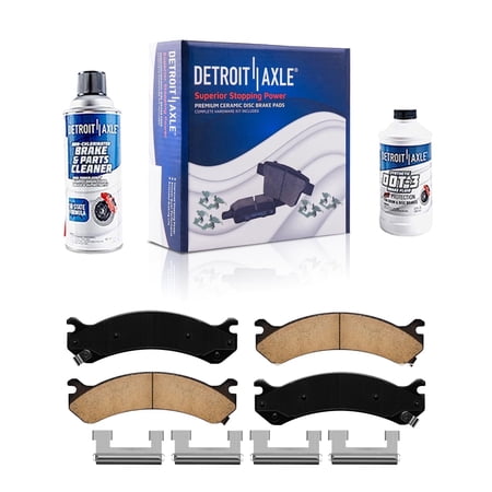 Detroit Axle - Front Brake Pads for Chevy Express Silverado GMC Savana Sierra 2500 3500 HD Cadillac DTS Hummer H2, Ceramic Brake Pads w/Hardware Replacement