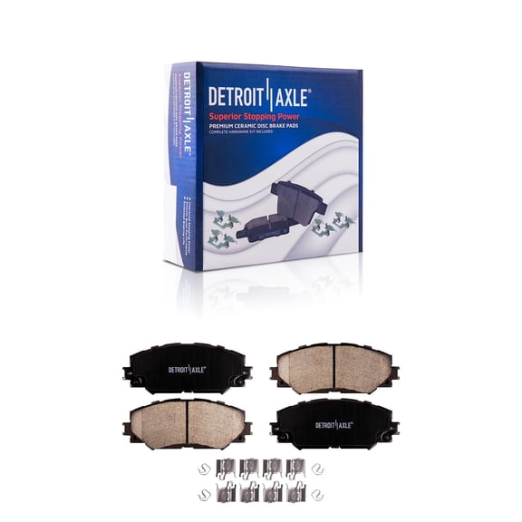 Detroit Axle - Front Brake Pads for Toyota Corolla RAV4 Matrix Prius V, Scion xB xD Pontiac Vibe Lexus HS250h Ceramic Brake Pads w/ Hardware Replacement