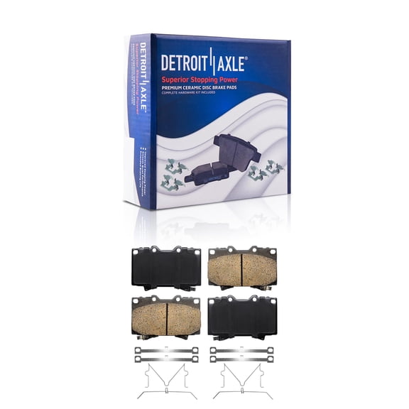 Detroit Axle - Front Brake Pads for 1998-2007 Lexus LX470 Toyota Land Cruiser, Ceramic Brake Pads w/Hardware 1999 2000 2001 2002 2003 2004 2005 2006 Replacement
