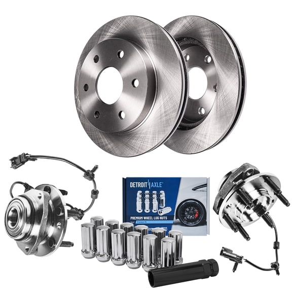 Detroit Axle - Front Brakes and Rotors Wheel Hubs Lug Nuts Replacement for Chevy SSR GMC Envoy Buick Rainier - 17pc Set Fits select: 2004-2006 CHEVROLET TRAILBLAZER EXT LS/EXT LT
