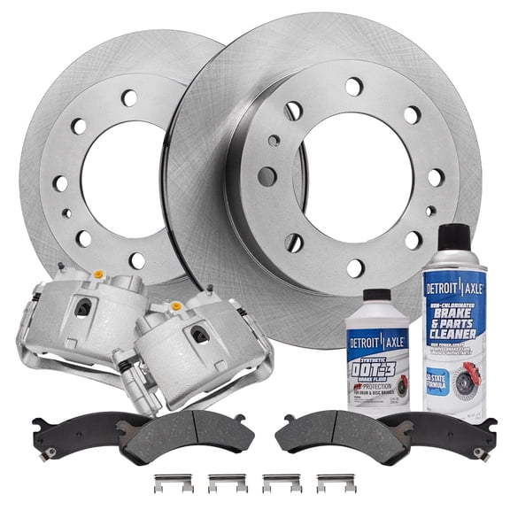 Detroit Axle - Front Brake Kit for Chevrolet GMC Silverado Sierra Express Savana 2500 3500 Disc Brake Rotors Brake Calipers w/ Brackets Ceramic Brake Pads