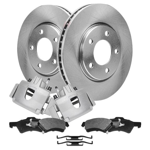 Detroit Axle - Front Brake Kit for 2001-2007 Chrysler Town & Country Dodge Grand Caravan Disc Brake Rotors Brake Calipers w/ Brackets Ceramic Brake Pads: 11.06 inch Rotor