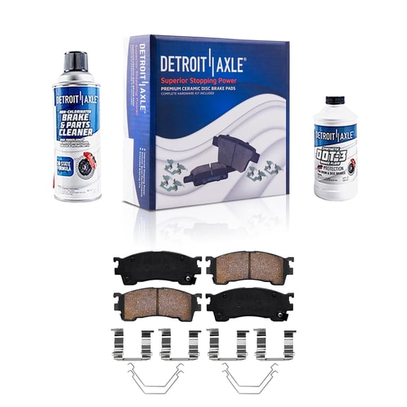 Detroit Axle - Front Ceramic Brake Pads + Cleaner & Fluid Replacement for Ford Probe Mazda MX-6 626 Protege Fits select: 1999-2002 MAZDA 626 ES/LX, 1999-2000 MAZDA PROTEGE ES