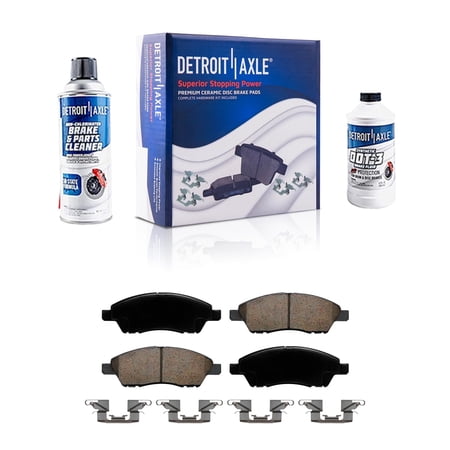 Detroit Axle - 4pc Front Brake Pads for 2012-2019 Nissan Versa 2014-2019 Versa Note 2015-2017 Micra, Ceramic Brake Pads w/ Hardware Replacement