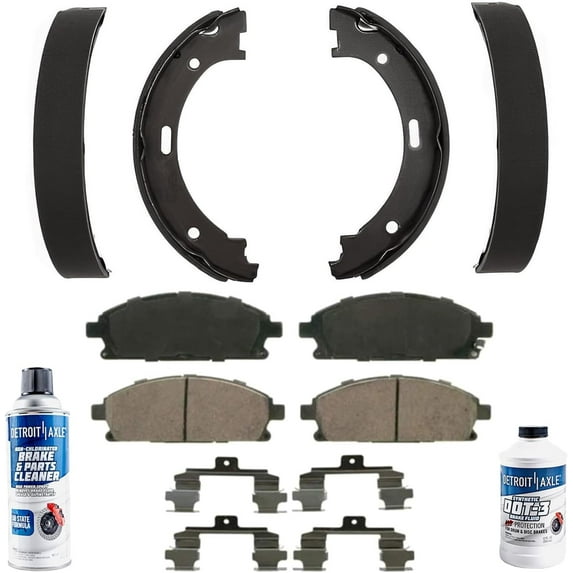 Detroit Axle - Front Ceramic Brake Pads Rear Brake Shoes Kit Replacement for 2004 Nissan Pathfinder - 6pc Set