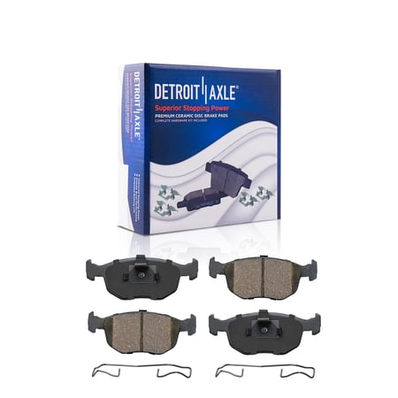 Detroit Axle - Front Ceramic Brake Pads w/Hardware Kit for 1999-2000 Ford Contour SVT without Electronic Pad