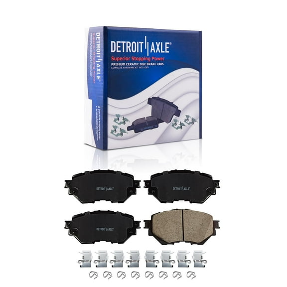 Detroit Axle - Front Ceramic Brake Pads w/Hardware Replacement for 2014 2015 2016 2017 2018 Mazda 3 Mexico Built Models