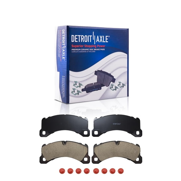 Detroit Axle - Front Ceramic Brake Pads w/ Hardware Replacement for 2017 2018 Porsche Cayenne Panamera - 2pc Set