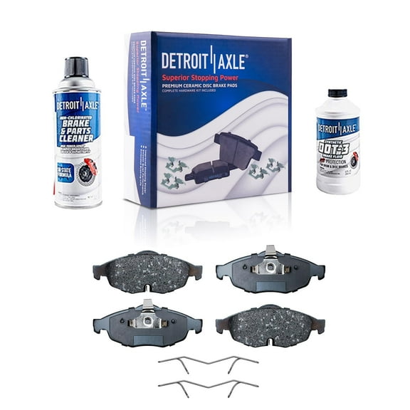 Detroit Axle - Front Ceramic Brake Pads w/Hardware Replacement for Chrysler 300M Sebring Dodge Stratus - 4pc Set