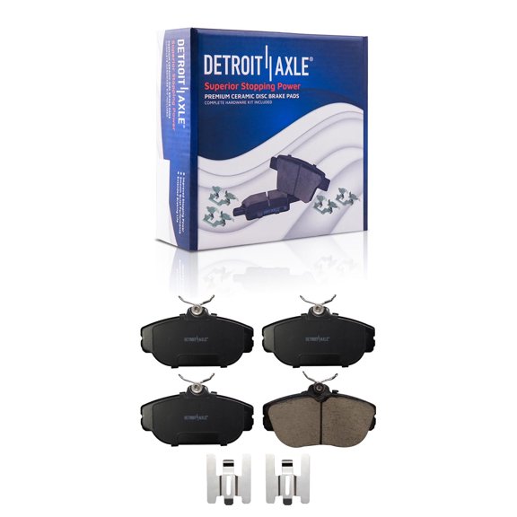 Detroit Axle - Front Ceramic Brake Pads w/Hardware Replacement for Ford Taurus Windstar Lincoln Continental Mercury Sable - 2pc Set