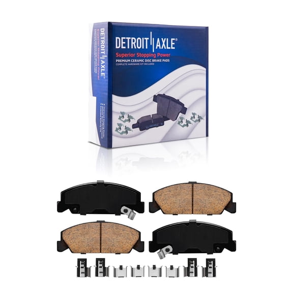 Detroit Axle - Front Ceramic Brake Pads w/Hardware Replacement for Honda Civic Accord CRX Civic Del Sol