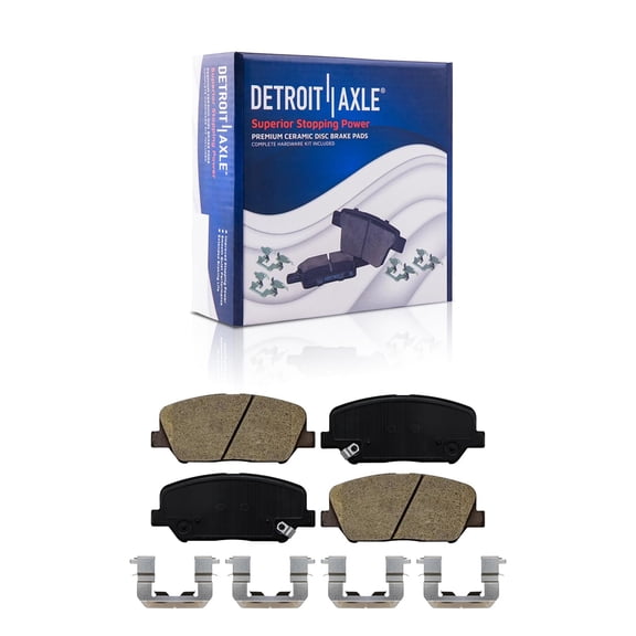 Detroit Axle - Front Ceramic Brake Pads w/ Hardware Set Assembly Replacement for 2014-2016 Kia Forte Koup Forte5 SX Models
