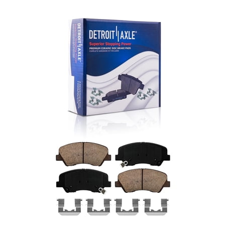 Detroit Axle - Front Brake Pads for 2012-2017 Hyundai Accent Kia Rio 2013-2015 Dodge Attitude, Ceramic Brake Pads