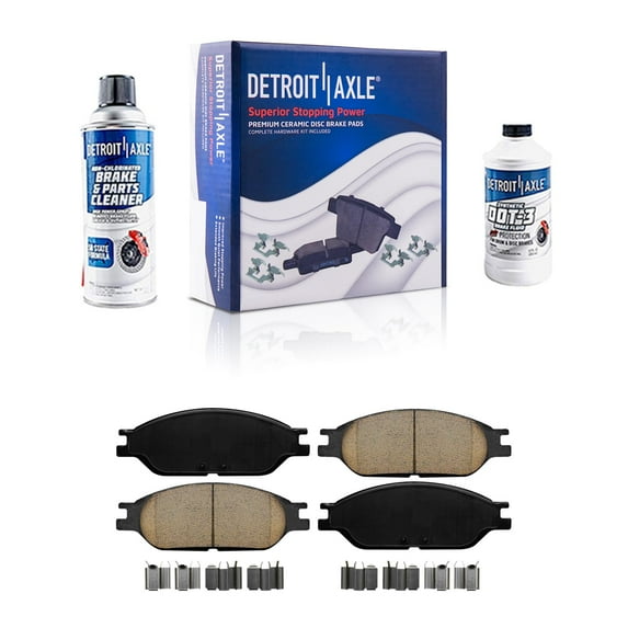 Detroit Axle - Front Ceramic Brake Pads with Hardware Set Replacement for 1999 2000 2001 2002 2003 Ford Windstar - 4pc Set