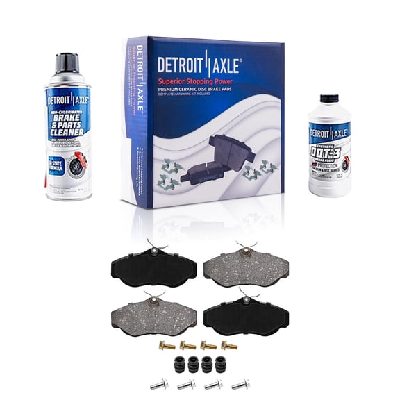 Detroit Axle - Front Ceramic Brake Pads with Hardware Set Replacement for 1999 2000 2001 2002 Land Rover Range Rover Discovery