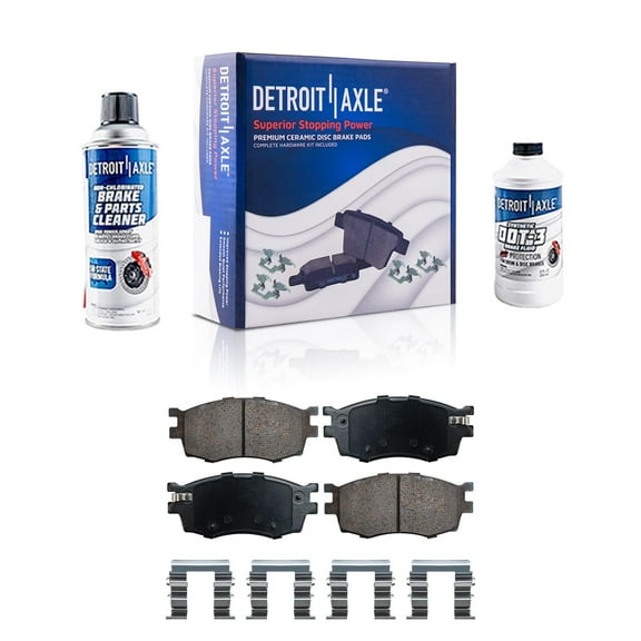 Detroit Axle - Front Ceramic Brake Pads with Hardware Set Replacement for 2006 2007 2008 2009 2010 2011 Hyundai Accent Kia Rio Rio5