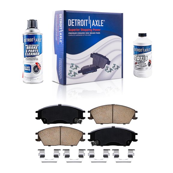 Detroit Axle - Front Ceramic Brake Pads with Hardware Set Replacement for Hyundai Accent Excel Scoupe Stellar - 4pc Set