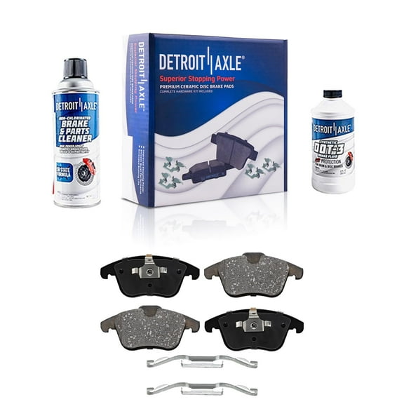 Detroit Axle - Front Ceramic Brake Pads with Hardware Set Replacement for Volvo V70 S60 S80 XC70 V60 Land Rover LR2 Range Rover Evoque