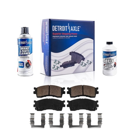 Detroit Axle - Front Ceramic Pads w/ Hardware and Brake Cleaner Fluid for Kia Rio Sephia Spectra Fits select: 2002-2004 KIA SPECTRA BASE/LS, 2001 KIA SEPHIA BASE/LS