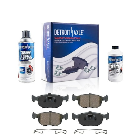 Detroit Axle - Front Ceramic Pads w/ Hardware Brake Cleaner Fluid for 1999-2000 Ford Contour - SVT w/o Electronic Pad Wear Sensor