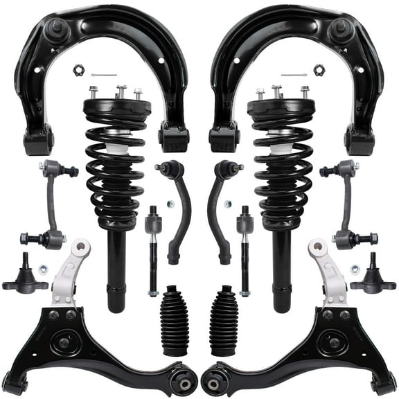 Detroit Axle - Front Complete Strut Assembly + Lower And Upper Control Arm Ball Joint + Sway Bar Link + Tie Rod End W/ Boots Front Suspension Kit Replacement For 2009 2010 Hyundai Sonata - 16pc Set