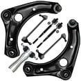 thumbnail image 1 of Detroit Axle - Front Control Arms for 2012-2019 Nissan Versa, 2 Lower Control Arms w/Ball Joints, 4 Inner and Outer Tie Rods, 2 Sway Bar Links, 2013 2014 2015 2016 2017 2018 Micra Replacement, 1 of 7