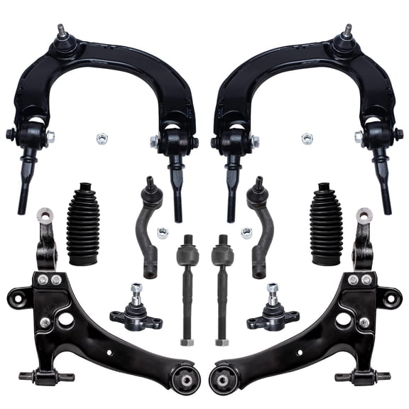 Detroit Axle - Front Control Arms+ Ball Joints + Tie Rod w/ Boots Replacement for Hyundai Sonata XG300 XG350 Kia Optima - 12pc Set