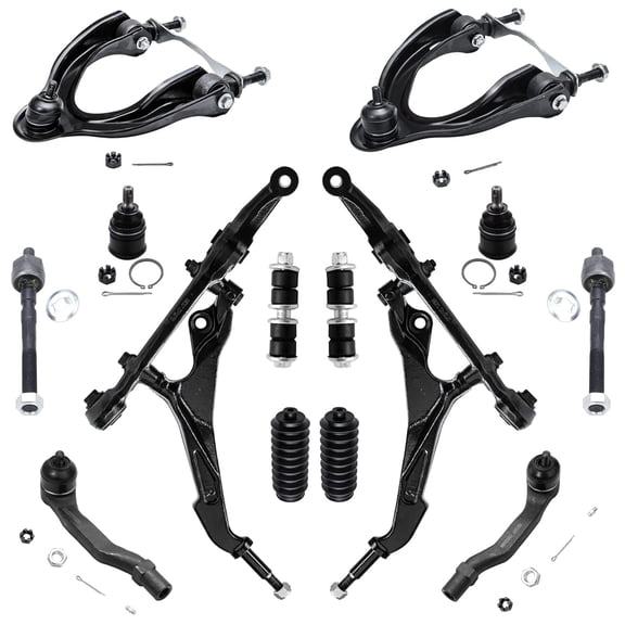 Detroit Axle - 14pc Front End Kit for 1992-1995 Honda Civic 1993-1997 Civic Del Sol 94-97 Integra, Upper Lower Control Arms Inner Outer Tie Rods Lower Ball Joints Sway Bar Links Boots