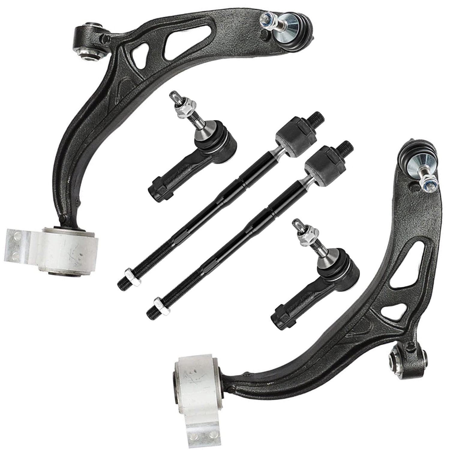 Detroit Axle - Front Control Arms Tie Rods Kit for Ford 2011-2018 Explore 2013-2018 Police Interceptor Utility, 2 Lower Control Arms with Ball Joint 4 Outer Inner Tie Rod Ends Replacement