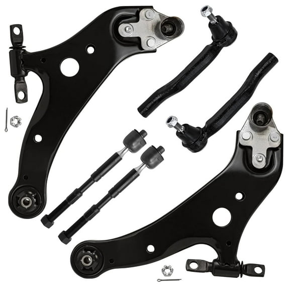 Detroit Axle - Front Control Arms Tie Rods Kit for Toyota 2011-2020 Sienna, 2 Lower Control Arms with Ball Joint 4 Inner Outer Tie Rod Ends 2012 2013 2014 2015 2016 2017 2018 2019 2020 Replacement