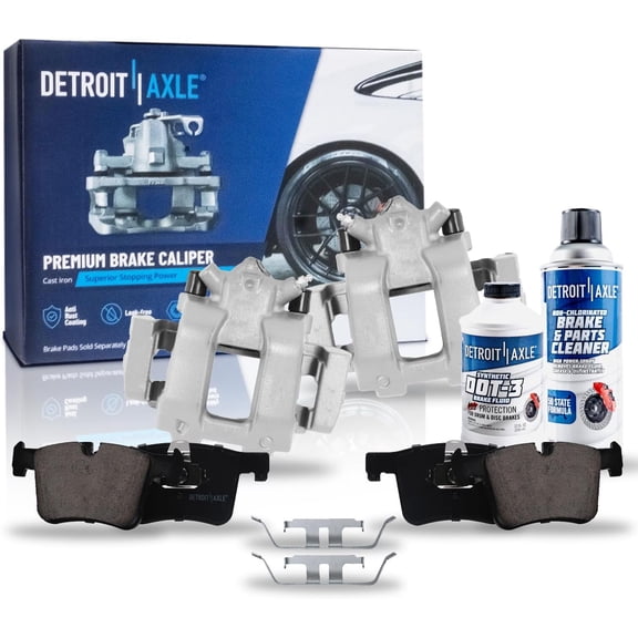 Detroit Axle - Front Disc Brake Caliper w/Bracket Ceramic Brake Pads Replacement for BMW 328i 330i 428i xDrive - 6pc Set