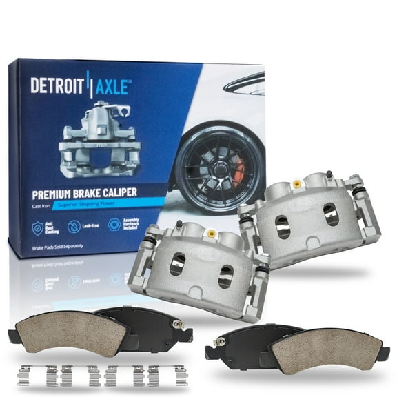Detroit Axle - Front Disc Brake Calipers & Brake Pads Replacement for Cadillac Escalade Chevrolet Suburban Silverado GMC Savana Sierra 1500 Yukon