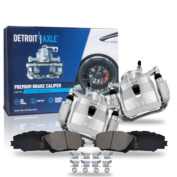 Detroit Axle - Front Disc Brake Calipers + Ceramic Brake Pads Kit Replacement for Toyota RAV4 Matrix Mirai Corolla iM Scion tC - 4pc Set