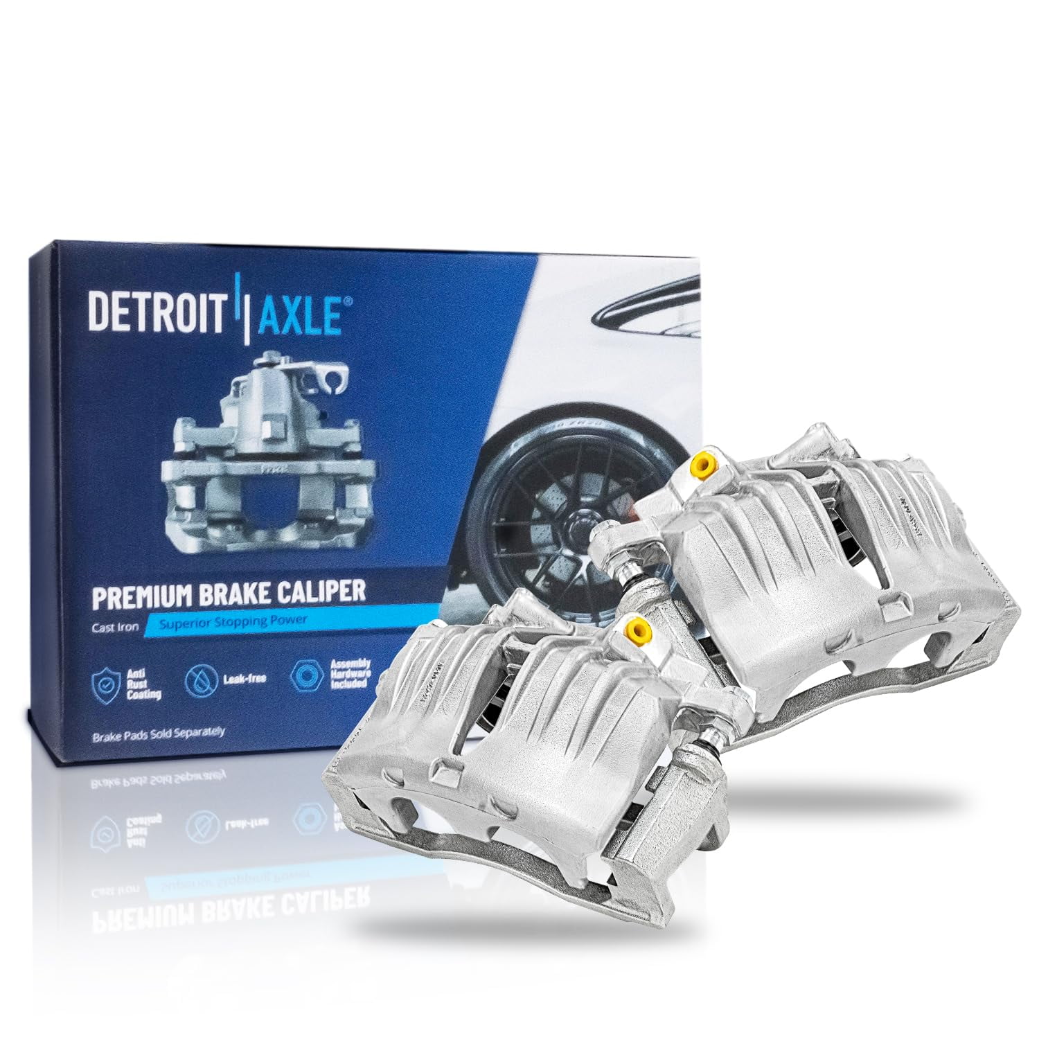 Detroit Axle - Front Disc Brake Calipers w/Brackets Replacement for Buick Rainier Chevy Trailblazer GMC Envoy Bravada Saab 9-7X - 2pc Set