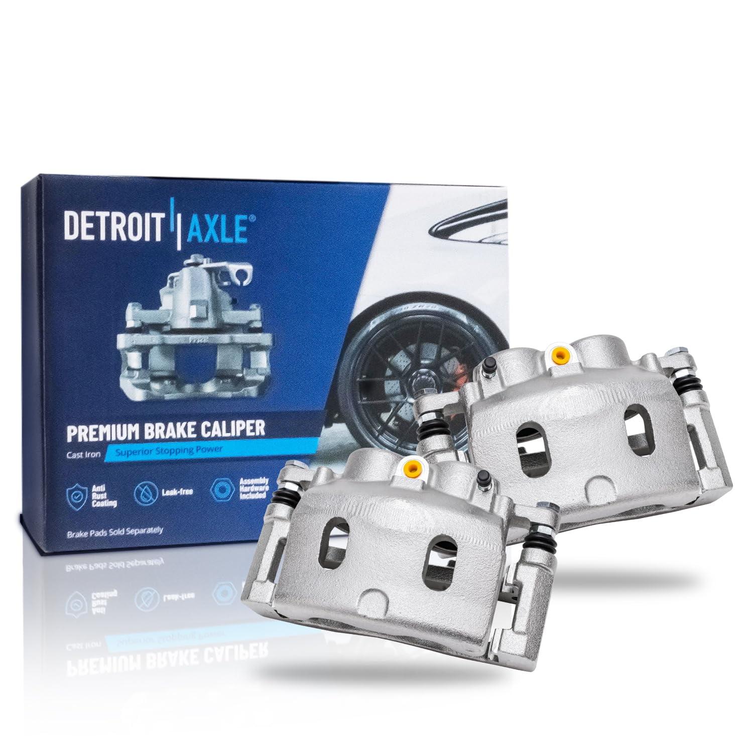 Detroit Axle - Front Disc Brake Calipers w/Brackets Replacement for Cadillac Escalade Chevy GMC Sierra Silverado Yukon XL Suburban 1500 Tahoe