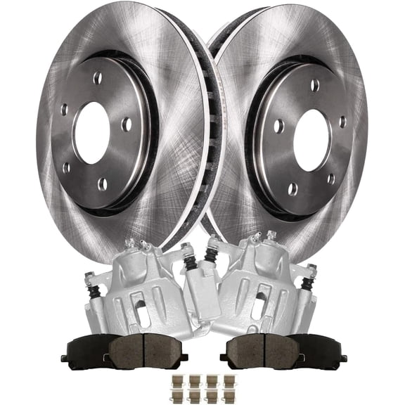 Detroit Axle - 6pc Front Brake Kit for 2001-2007 Toyota Highlander, Disc Brake Rotors Ceramic Brakes Pads and Calipers 2002 2003 2004 2005 2006 Replacement : 11.65" inch Rotor