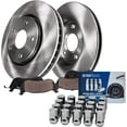 thumbnail image 1 of Detroit Axle - Front Disc Brake Rotors & Ceramic Brake Pads w/20pc Wheel Lug Nuts Replacement for 2006-2008 Dodge Ram 1500 5 Lugs - 24pc Set, 1 of 7