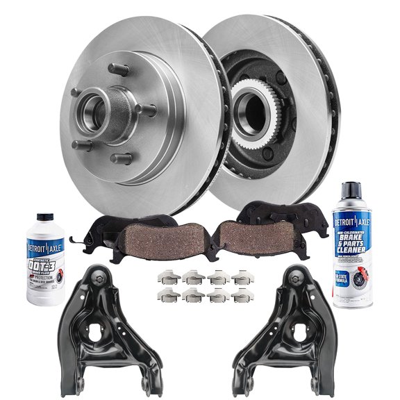 Detroit Axle - Front Disc Brake Rotors Ceramic Pads w/ Hardware, Lower Control Arms w/ Ball Joints for Chevy GMC C1500 Suburban Express Savana 1500 Tahoe Yukon - See Fitment