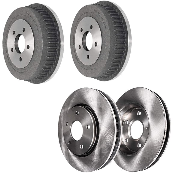 Detroit Axle - Brake Rotors Drums for Dodge Grand Caravan Chrysler Voyager Town & Country, Disc Brake Rotors Brakes Drums Replacement: 11.06" inch Front Rotors and 12.11" inch Rear Drums