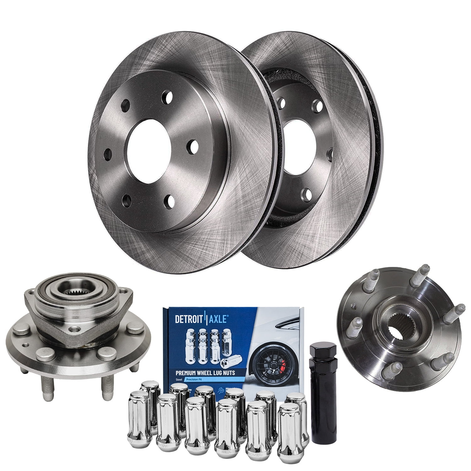 Detroit Axle - Front Disc Brake Rotors Wheel Hub Bearings Lug Nuts ...