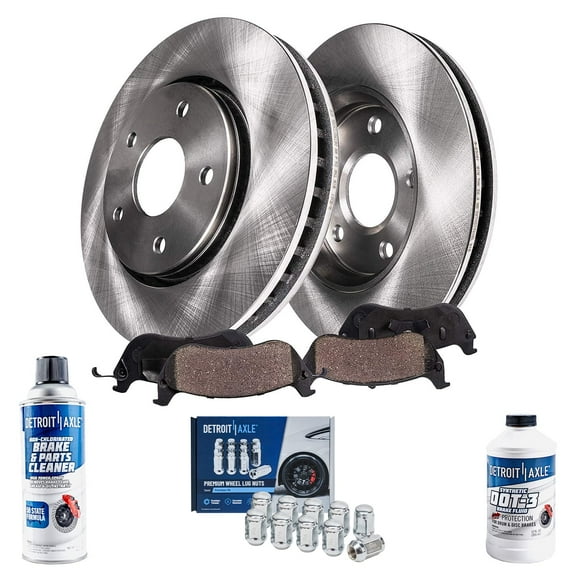 Detroit Axle - Front Disc Rotors Brake Pads Lug Nuts Replacement for Subaru Impreza Legacy Outback Forester XV Crosstrek Fits select: 2014 SUBARU FORESTER 2.5I PREMIUM