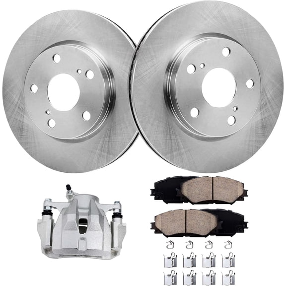 Detroit Axle - Front Disc Rotors Brake Pads + Right Brake Caliper Replacement for Toyota Matrix Corolla Scion xD Pontiac Vibe - 5pc Set