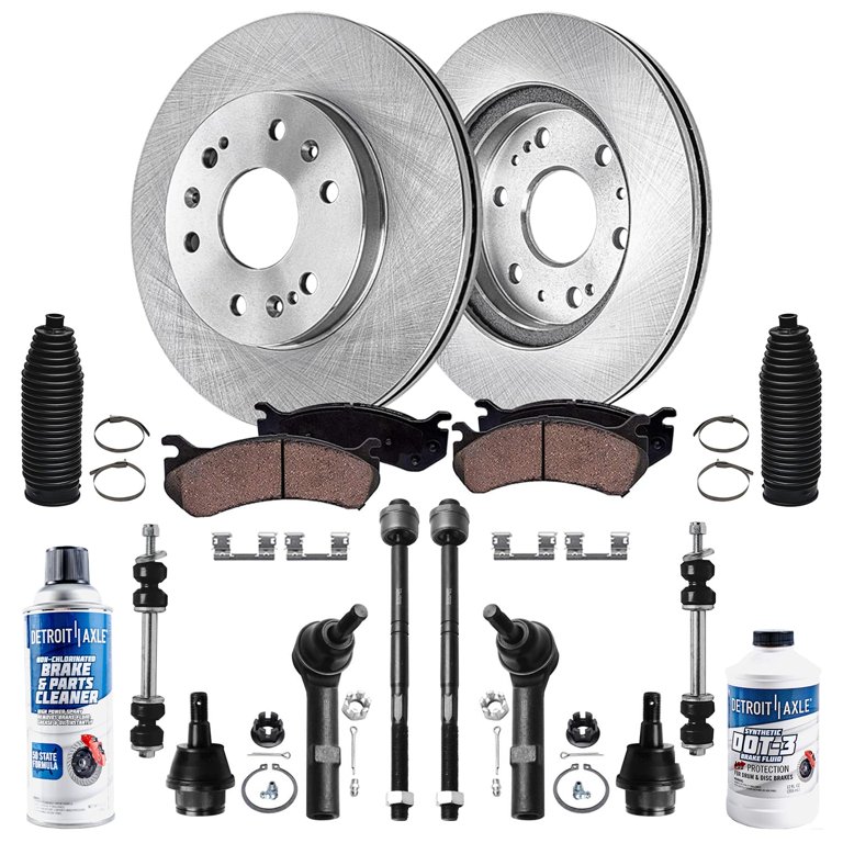 Detroit Axle - Front Disc Rotors Brake Pads Tie Rods Suspension